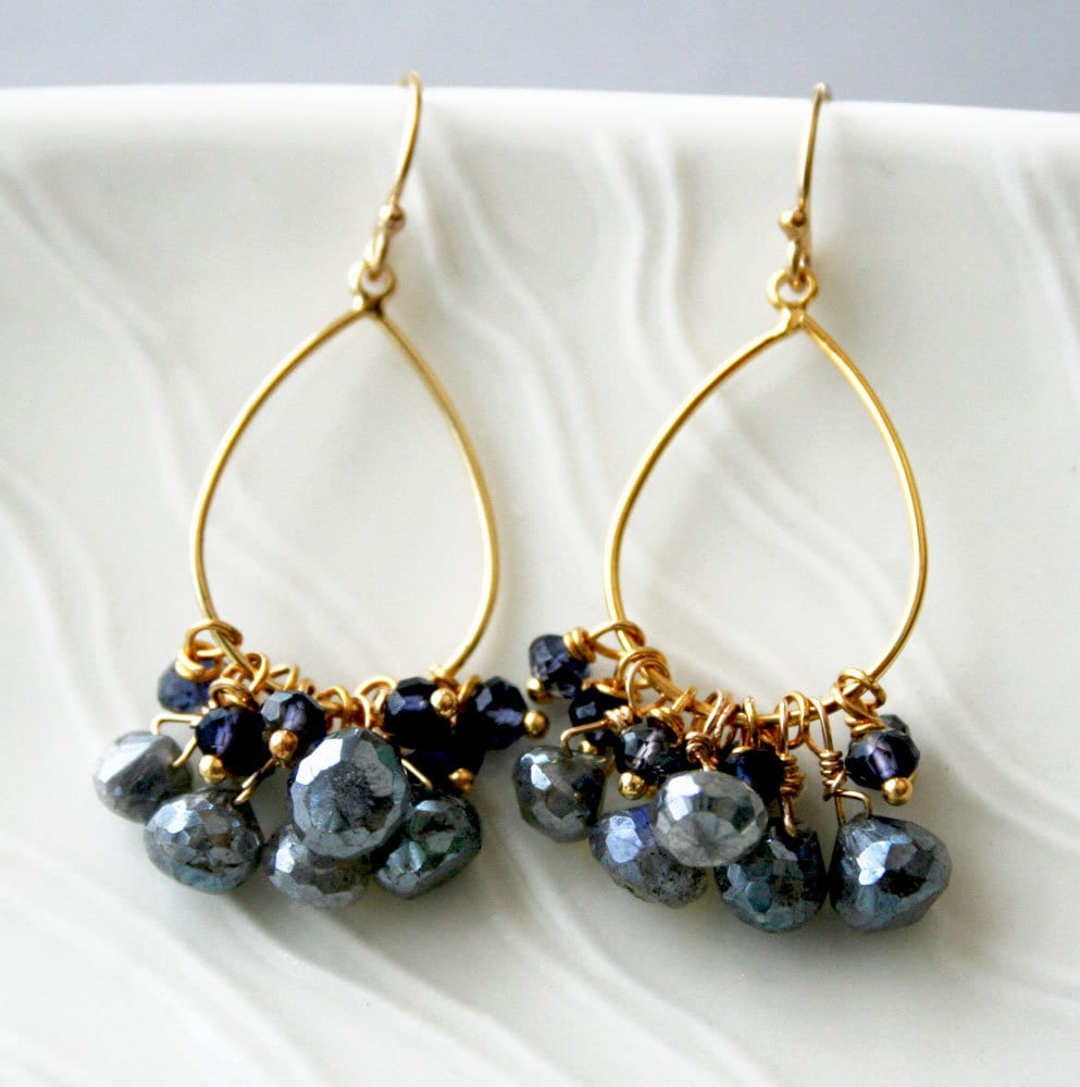 Do You Ear What I My Handmade Earrings Addiction Blue Denim Stormy Seas Labradorite Gemstone Earrings Laura Stark New York City