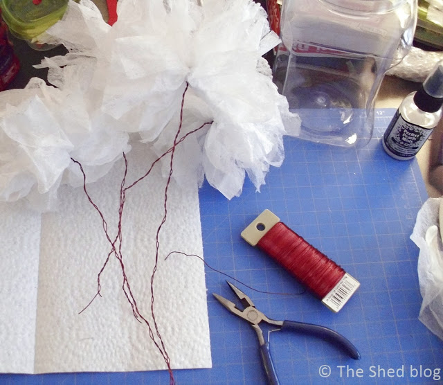 Faux flowers tutorial with used dryer sheets