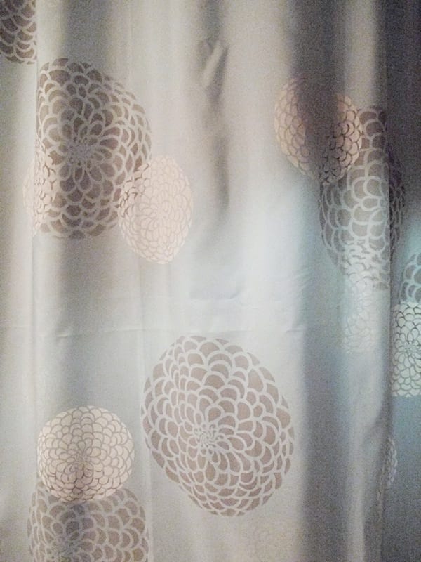 stenciled shower curtain