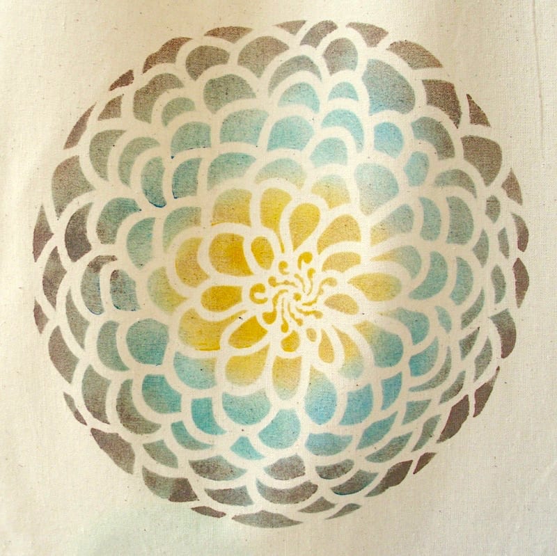 zinnia flower stencil on canvas