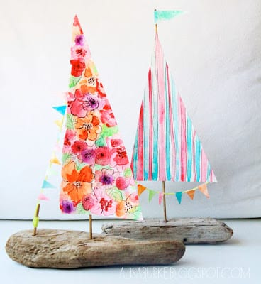 DIY driftwood sailboats