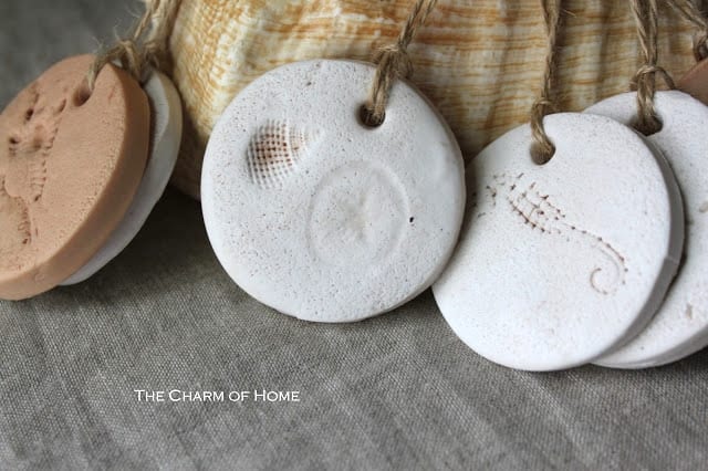 DIY seashell clay tags