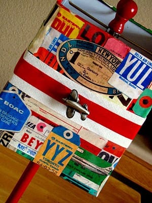 vintage luggage tags lampshade