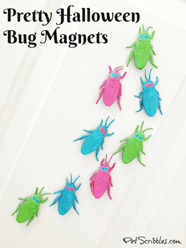 Pretty Glittered Halloween Bug Magnets