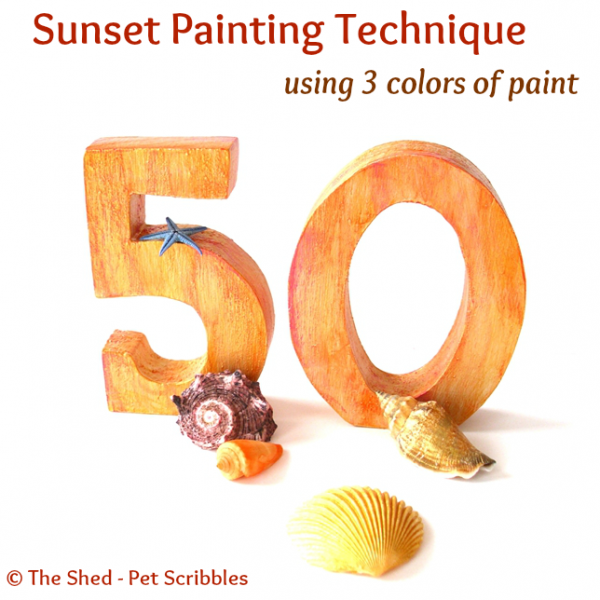 Sunset Painting Technique using 3 colors of paint: You can create a color wash on unfinished or painted wood that has some depth with this simple technique.