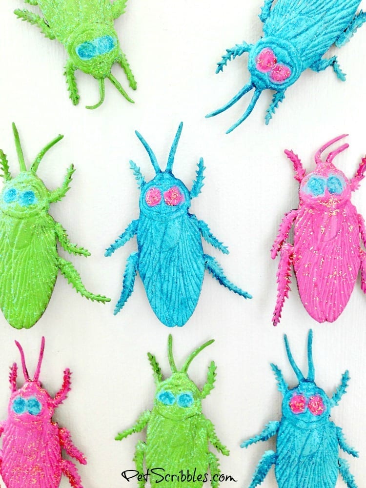 Pretty Glittered Halloween Bug Magnets