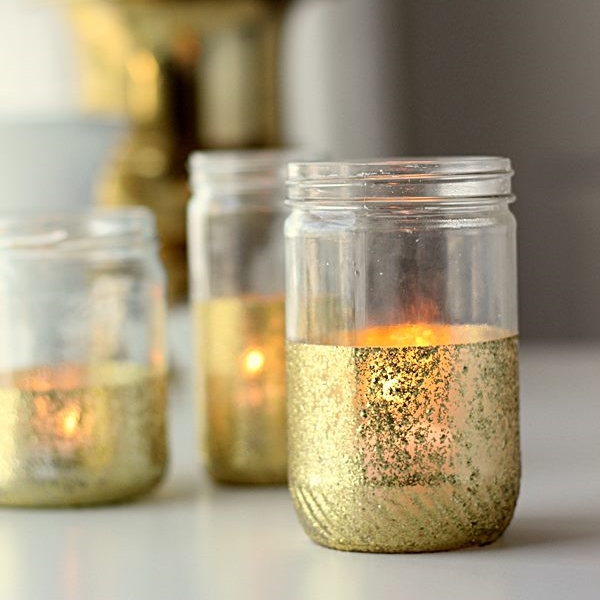 Simple DIY Gold Glitter Painted Jars | Madigan Made