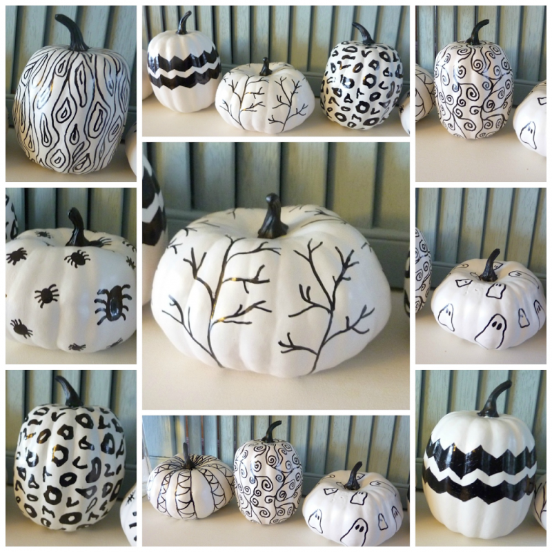 black and white hand sketched sharpie marker pumpkins