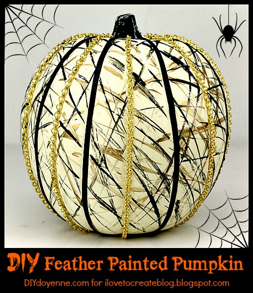 DIY Feather Painted Pumpkin