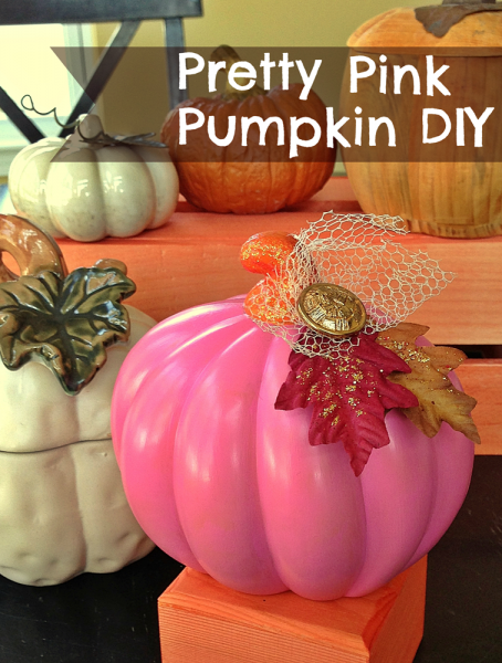 Pretty Pink Pumpkin DIY: Turn a cheap, plastic Halloween Jack-o-Lantern into pretty Fall decor you can enjoy all season long!