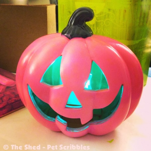 This pretty pink pumpkin is all smiles now that he's getting a makeover!