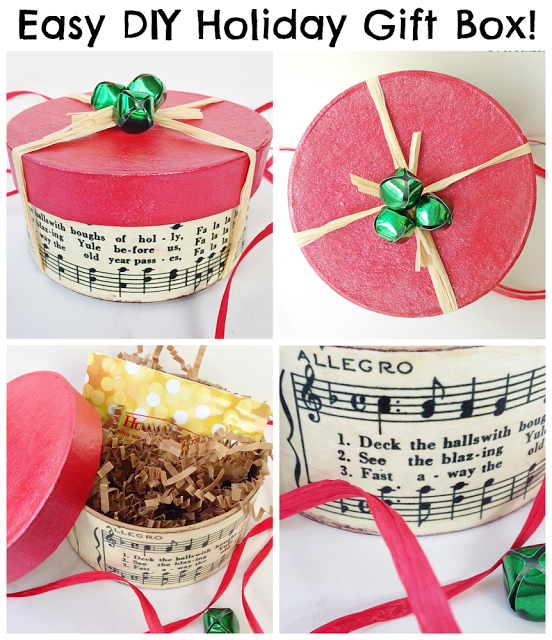 Easy DIY Holiday Gift Box: can be made in 15 minutes! Great for gift cards, jewelry or candy!