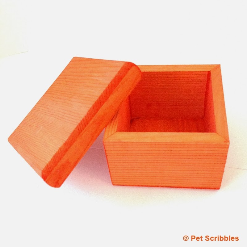 square wood box dyed orange