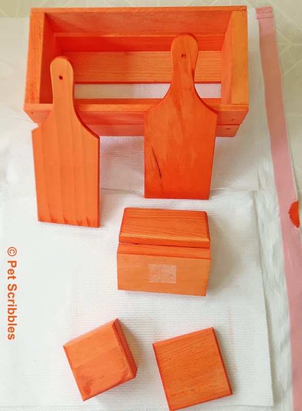 unfinished wood dyed orange