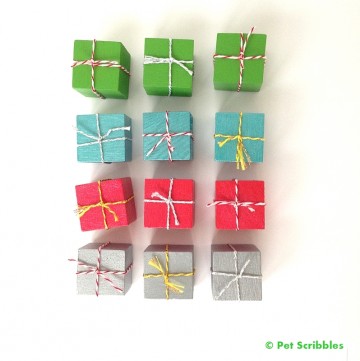 Christmas Craft: Miniature Christmas Presents made from simple wood blocks!