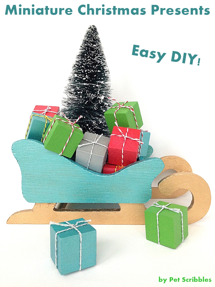 Miniature Christmas Presents: An easy DIY! Perfect for bottle brush trees, decorative sleighs and fairy gardens!