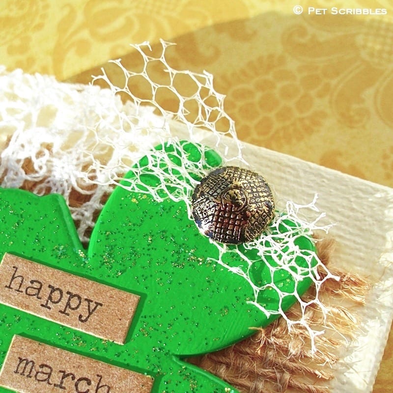 Shamrock Miniature Art DIY - decorative furniture nail and vintage tulle