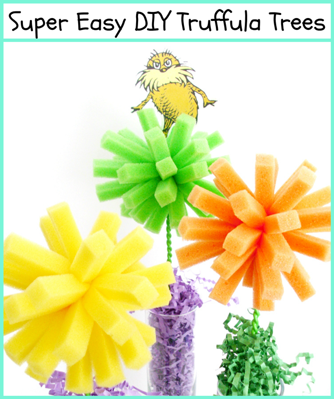 Dr. Seuss Craft: Truffula Trees from dishwashing sponges!