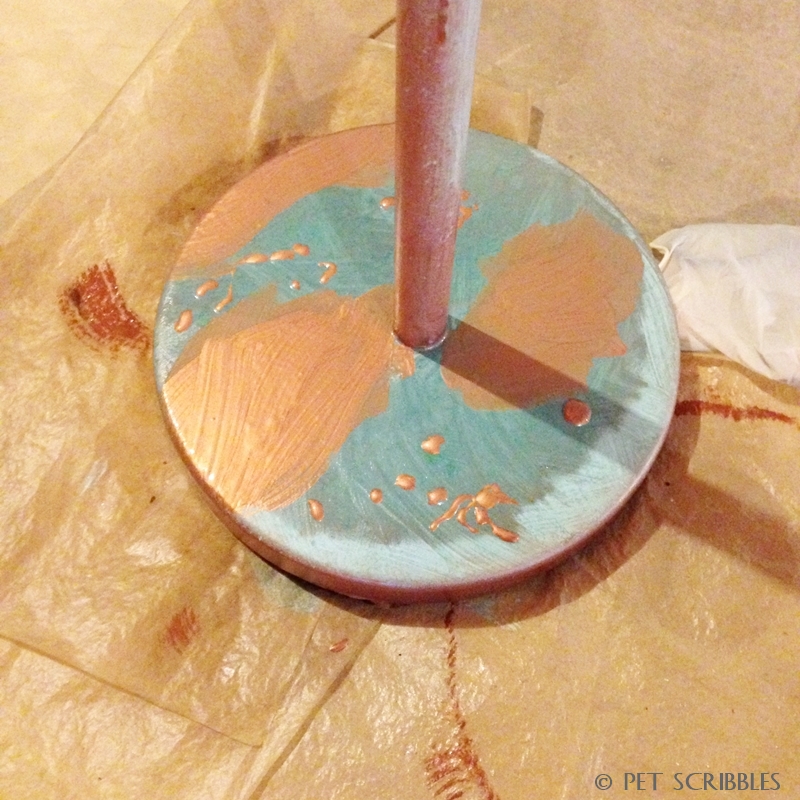 Copper Patina Lamp Makeover using Modern Masters Metallic Effects line.