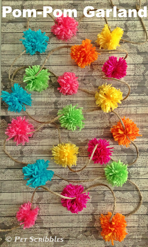 Make a Pom-Pom Garland: easy DIY using a kitchen fork!