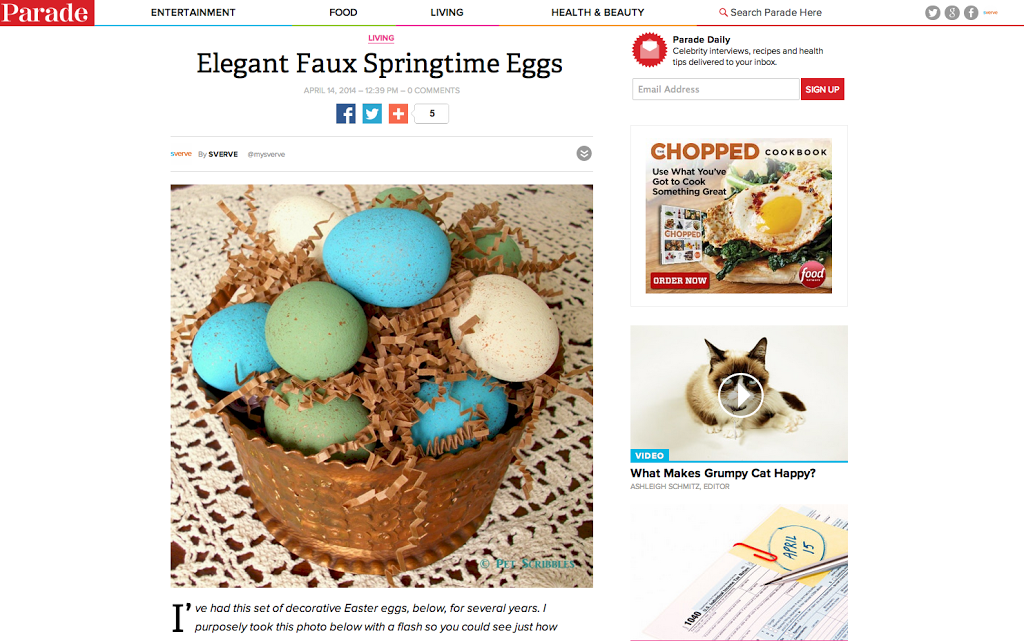 Elegant Faux Springtime Eggs by Pet Scribbles via Parade Magazine