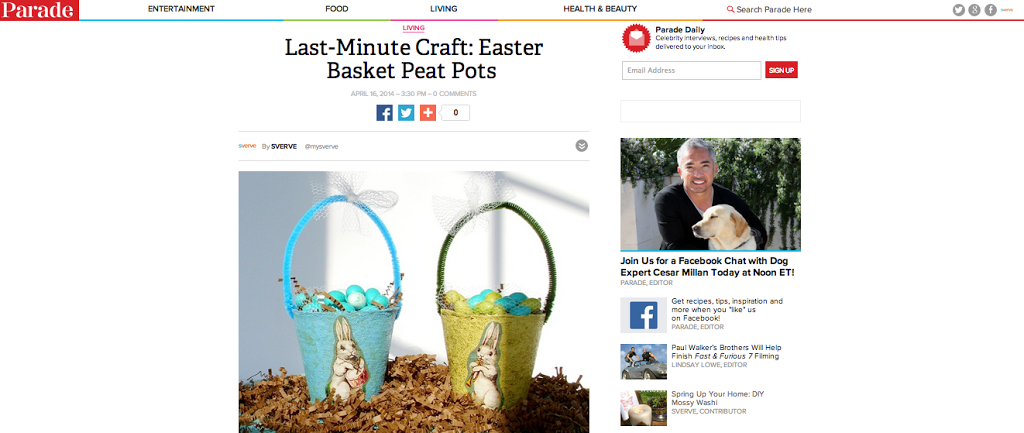 Last-Minute Easter Craft: Easter Basket Peat Pots by Pet Scribbles via Parade Magazine