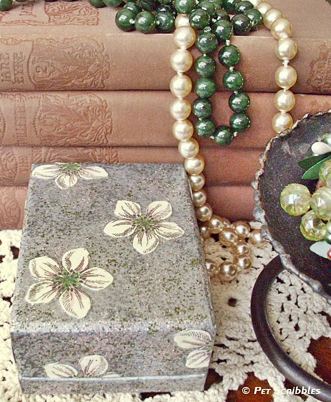 Business Card Box Makeover: an easy upcycle using Mod Podge, paint and glitter!