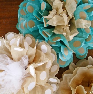 DIY big tissue paper flowers with polka dots