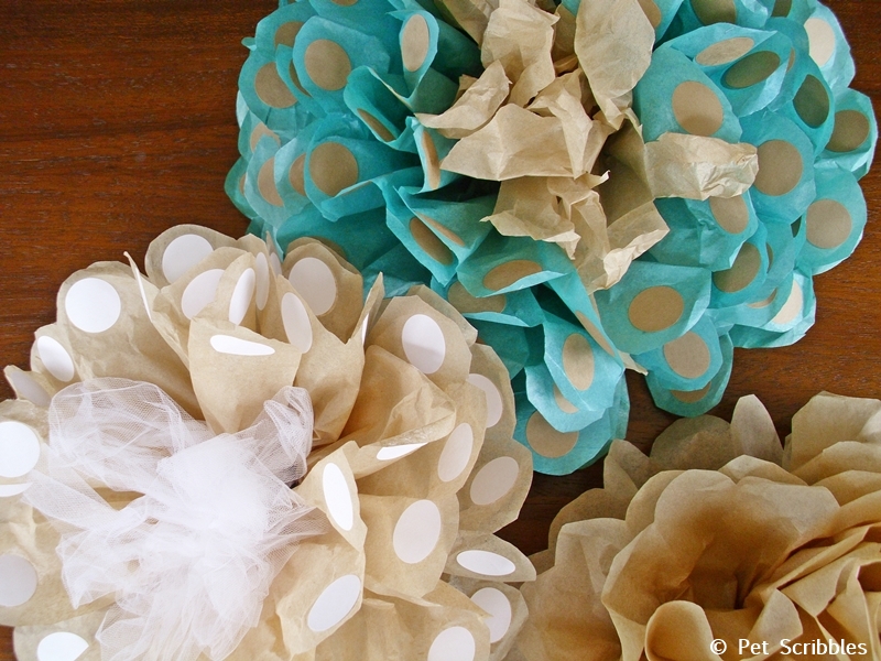 DIY big tissue paper flowers with polka dots