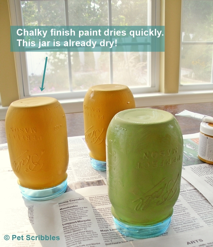 Blue Mason Jar Vases: painted and distressed! (tutorial)