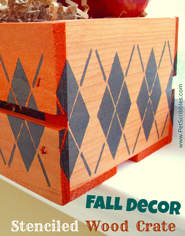 Fall Decor: Stenciled Wood Crate #plaidcrafts #falldecor