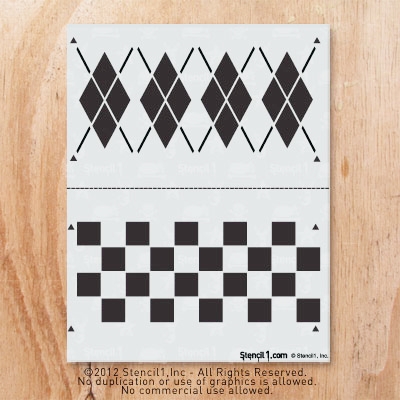 Stencil1 argyle and checker pattern 2-pack of stencils