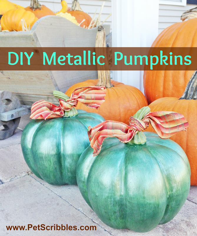 Fall Decor: DIY Metallic Pumpkins, created by layering a few metallic paints, nothing fancy, to achieve an almost mercury glass look! So pretty!