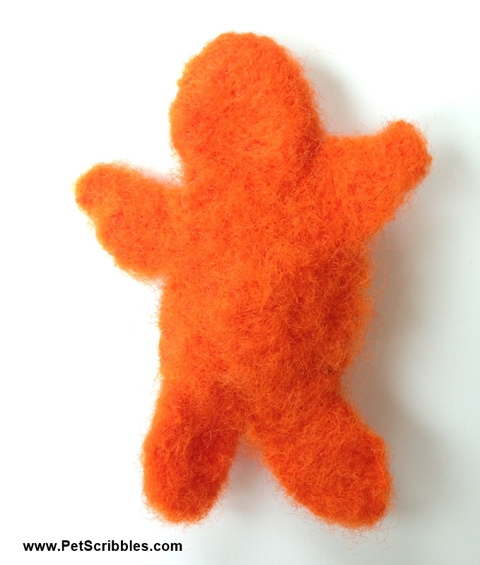 An orange needle-felted blob: a craft fail proudly shared by Laura of Pet Scribbles!