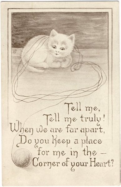 Cat with yarn vintage image