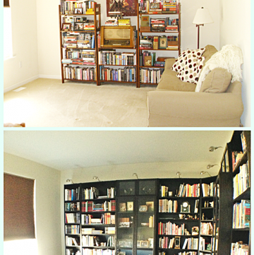 Library Room Makeover with IKEA bookcases