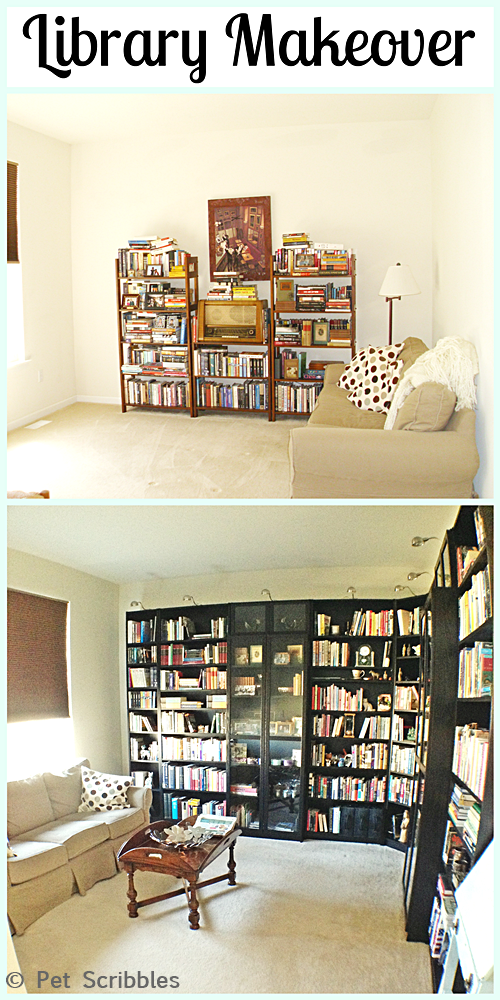 Library Room Makeover with IKEA bookcases