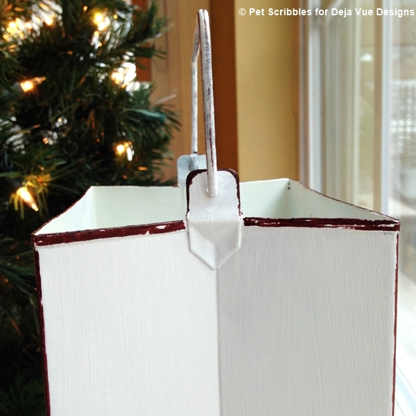 A holiday tin luminary makeover in two steps, with chalky finish paint and a Sharpie! 