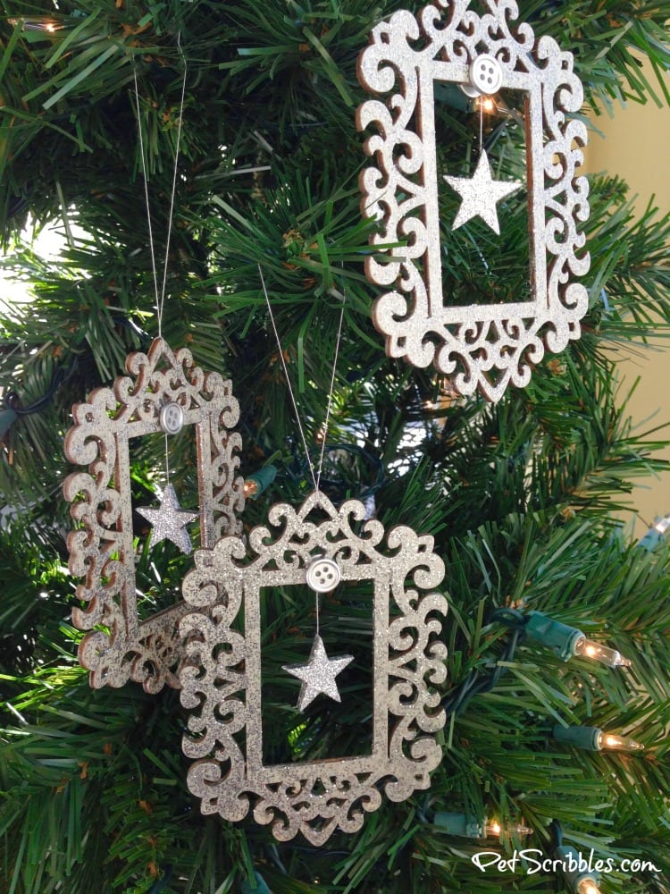 Silver Glitter Ornament with a hanging star inside! DIY with pictures!