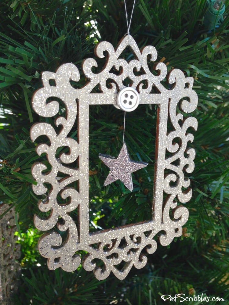 Silver Glitter Ornament with a hanging star inside! DIY with pictures!