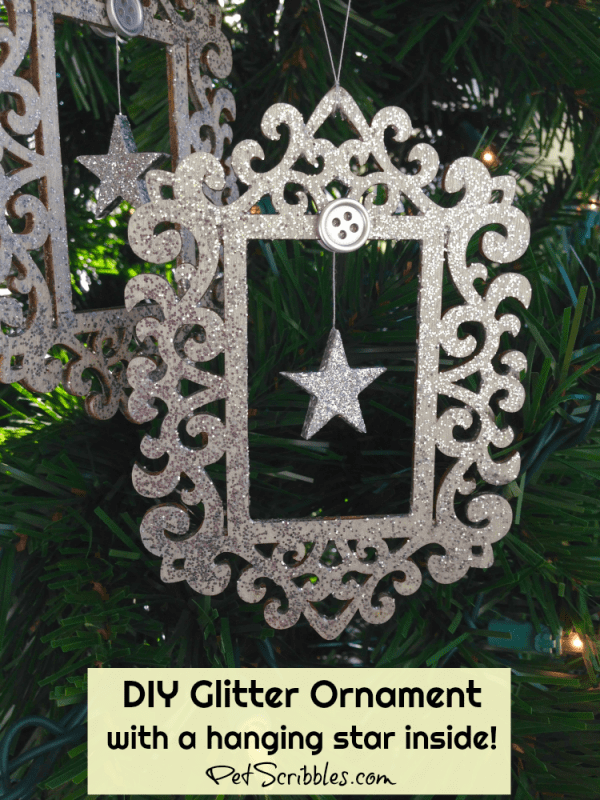 Silver Glitter Ornament with a hanging star inside! DIY with pictures!