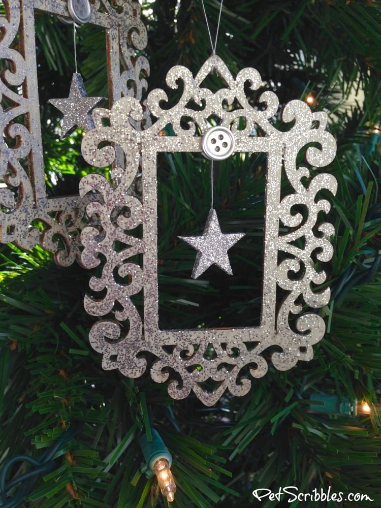 Silver Glitter Ornament with a hanging star inside! DIY with pictures!
