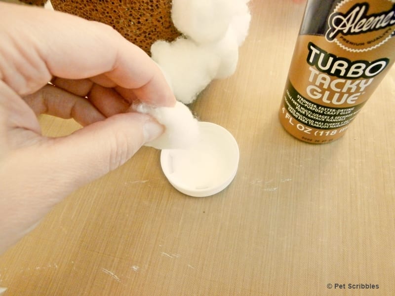 cotton ball glued to Styrofoam cone