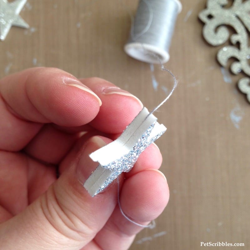 Silver Glitter Ornament with a hanging star inside! DIY with pictures!