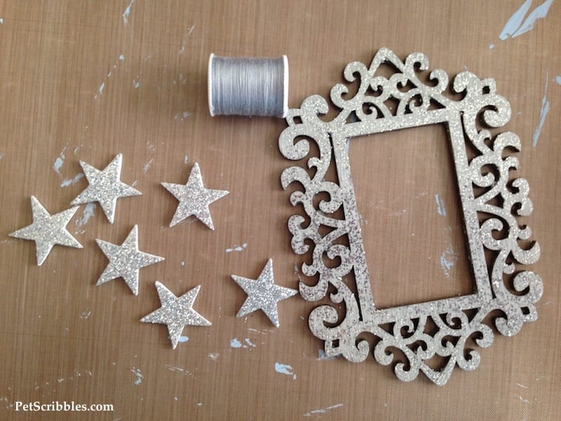 Silver Glitter Ornament with a hanging star inside! DIY with pictures!