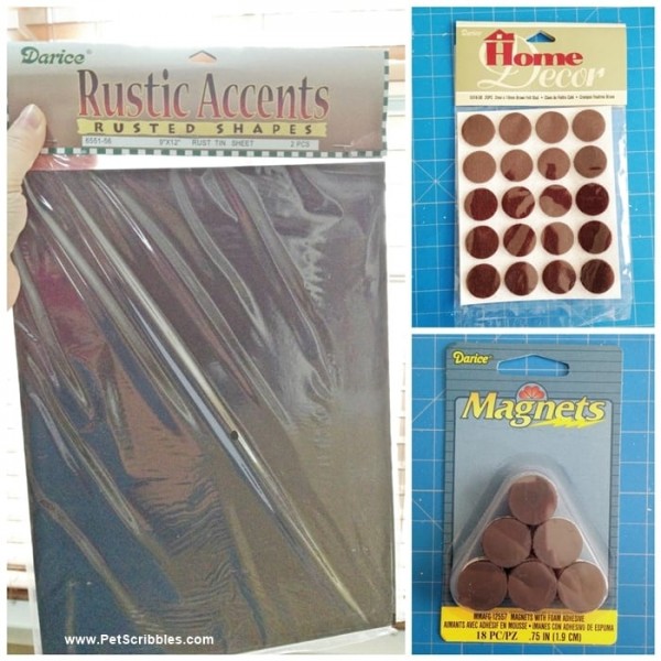 Darice craft supplies to make a rusty magnet board