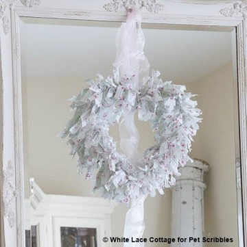 Fabric Scrap Heart Wreath