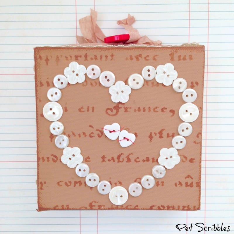 DIY Valentine Canvas Block mixed media art to enjoy all year!