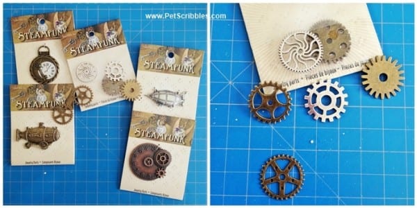 Steampunk jewelry findings to make Steampunk-inspired magnets