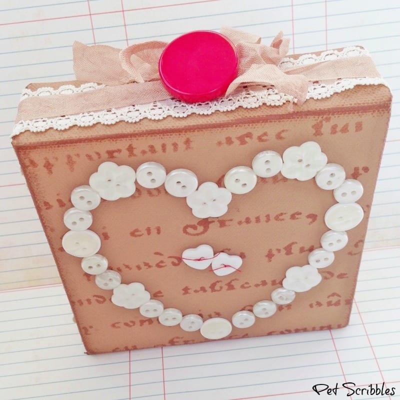 DIY Valentine Canvas Block mixed media art to enjoy all year!